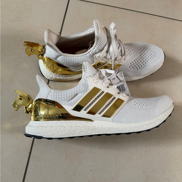 Adidas Fortnite White and Gold Sneakers